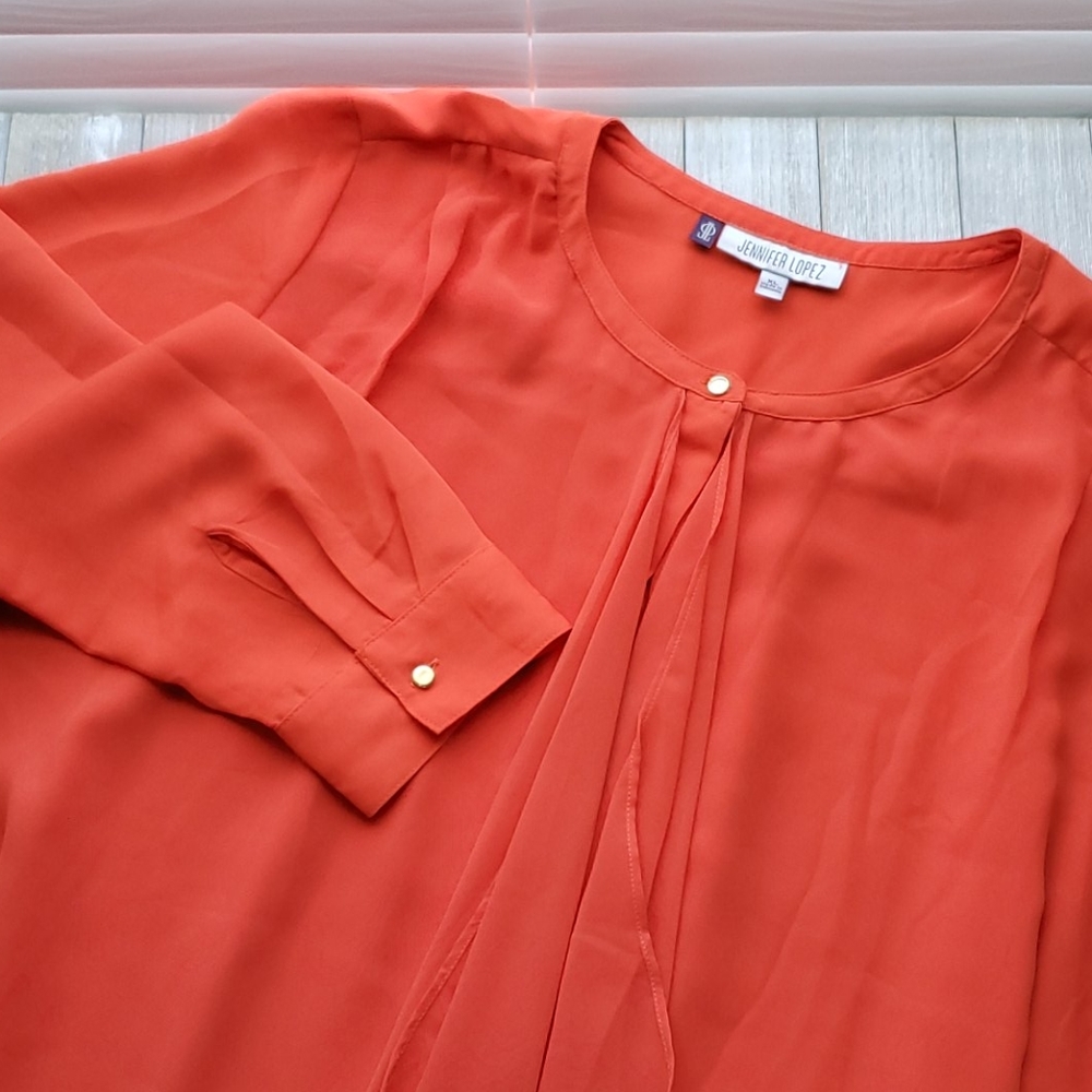 Reposh Orange Button-Down Flyaway Blouse